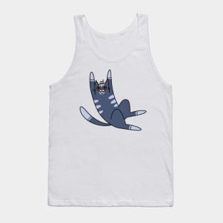 Adorable Blue Cat Illustration Tank Top